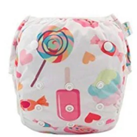NEW  Babygoal Baby & Toddler Girls Reusable Swim Diaper, fits 8m-3T, "CANDY" - Picture 1 of 9